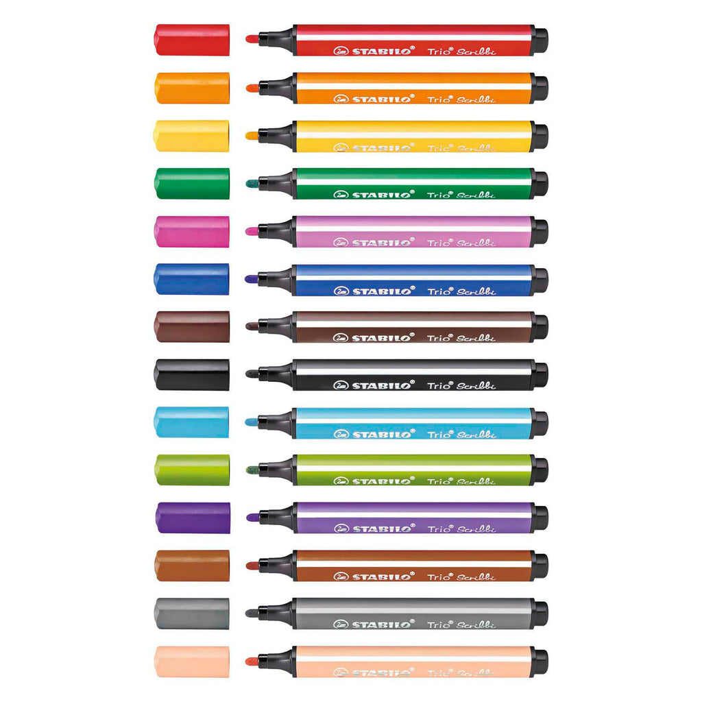 Stabilo trio scribbi - Filzstift mit federgelagerter Spitze - Set mit 14 Stück.