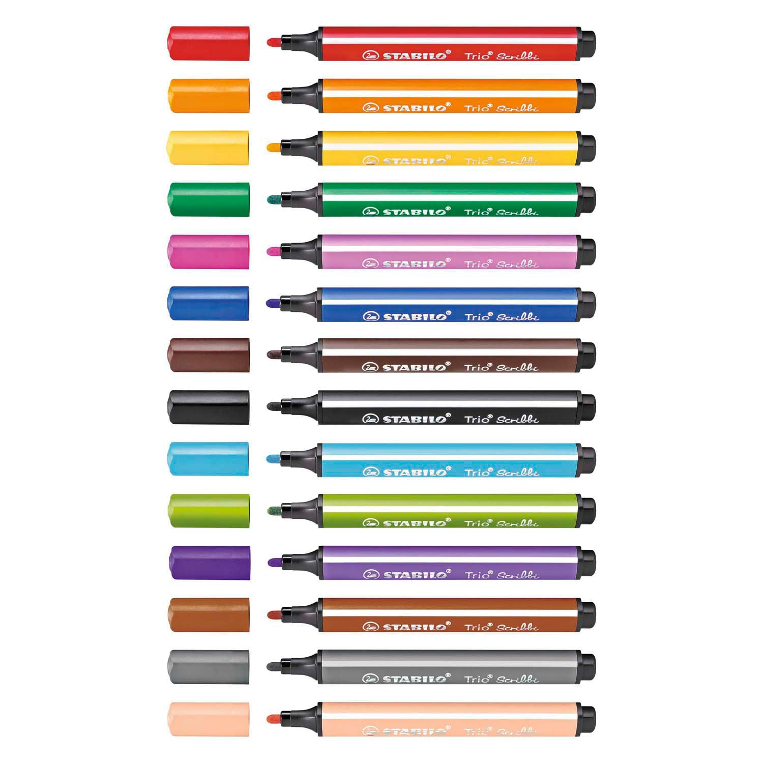 Stabilo trio scribbi - Filzstift mit federgelagerter Spitze - Set mit 14 Stück.
