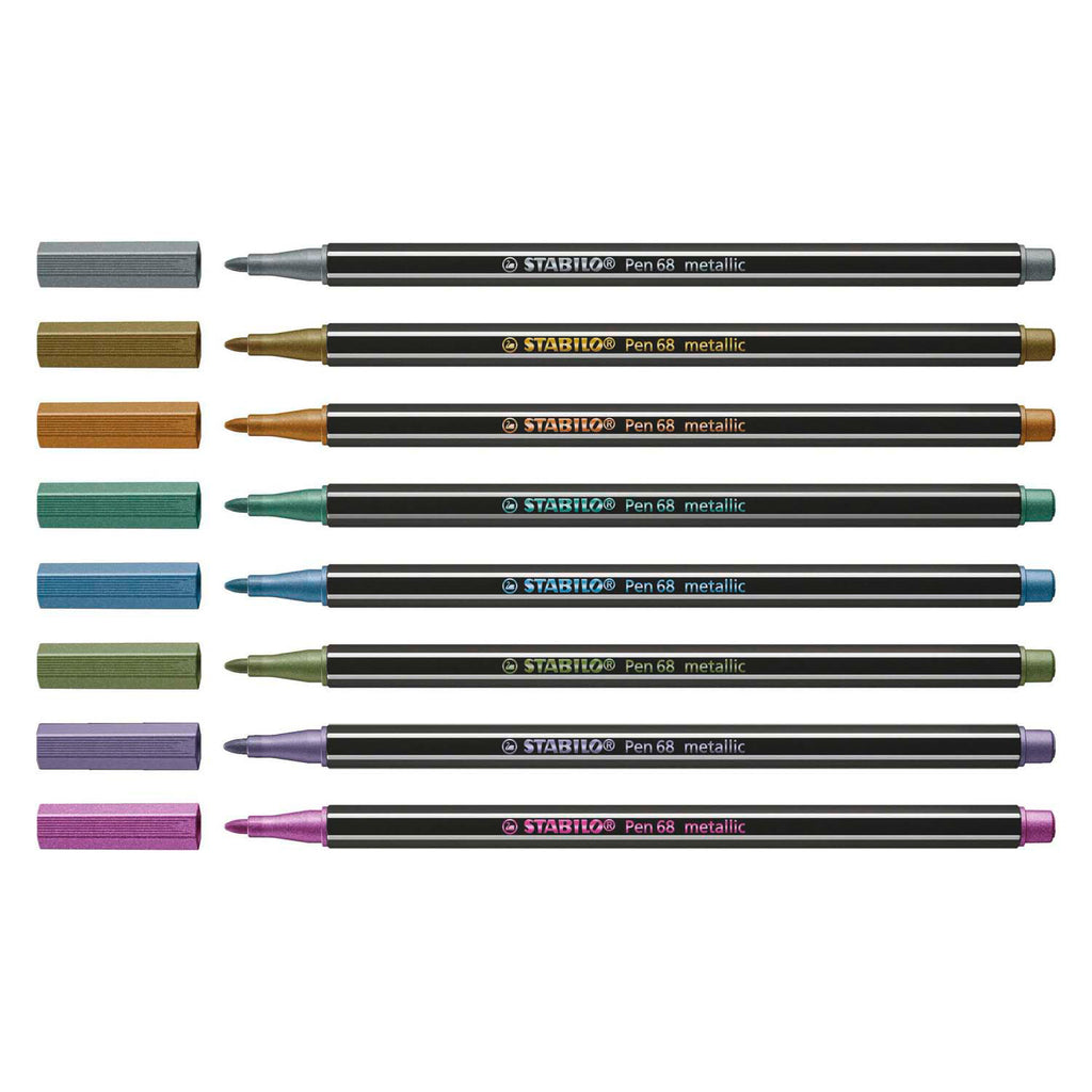 Stabilo pen 68 metallic etui 8 kleuren
