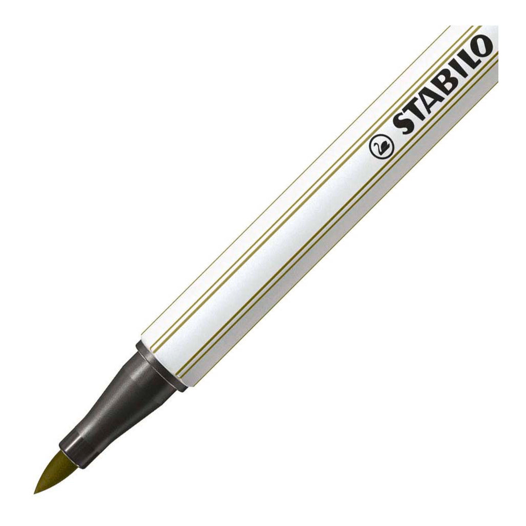 Stabilo pen 68 brush - viltstift - modder groen (37)