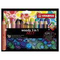 Abi stlo woody 3 in 1 - multitalent kleurpotlood - arty - set 10 st. + puntenslijper
