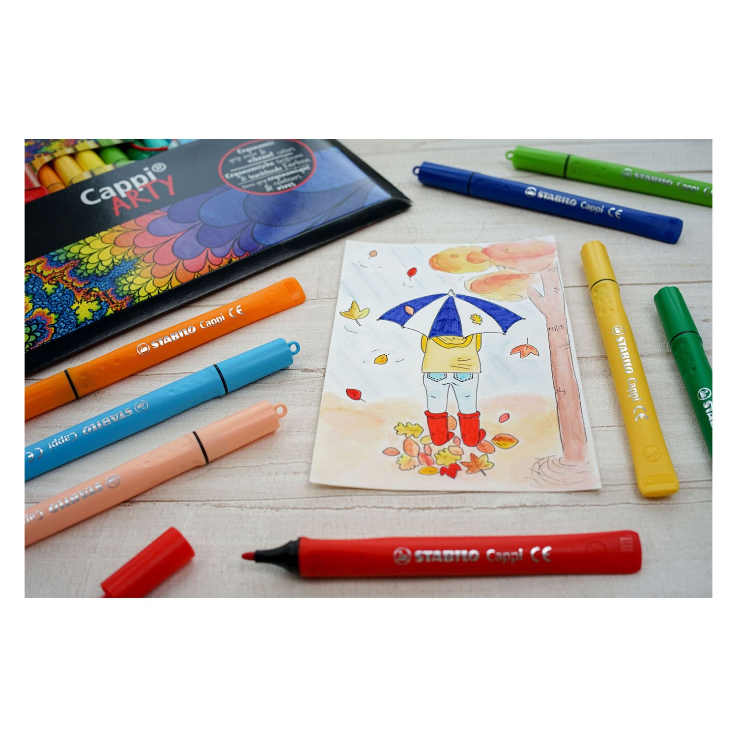 Stabilo cappi viltstift etui 12 kleuren