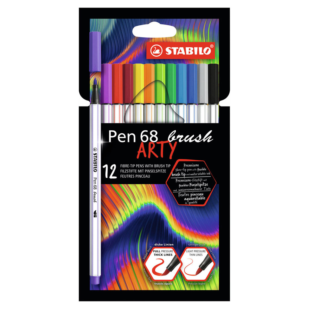 Stabilo pen 68 brush - viltstift - arty - set met 12 stuks