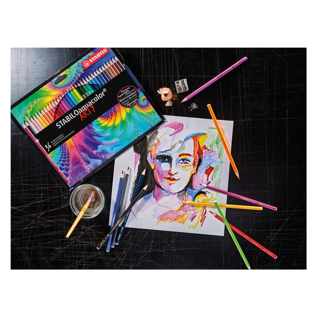 Stabilo aquacolor - premium aquarel kleurpotloden - arty - etui met 36 kleuren