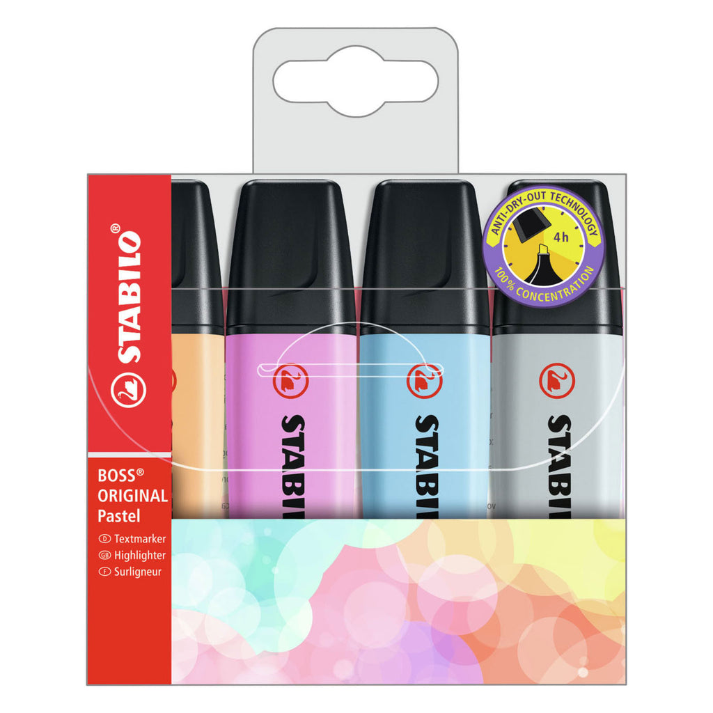 Stabilo Boss Original Pastell-Textmarker-Set mit 4 Stiften