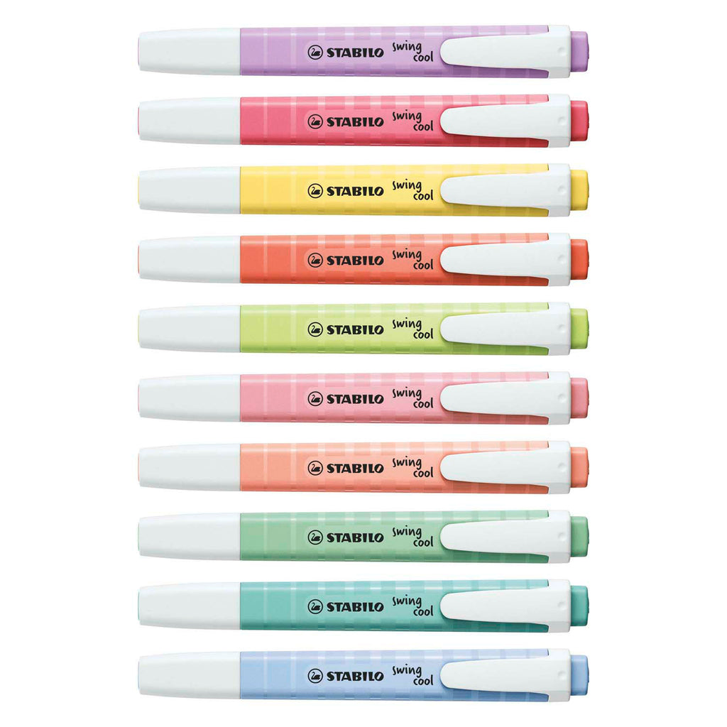Stabilo swing cool - markeerstift - perfect voor onderweg - pastel - etui met 8 kleuren