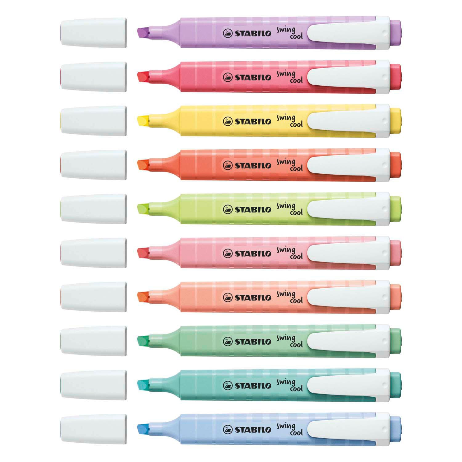 Stabilo swing cool - markeerstift - perfect voor onderweg - pastel - etui met 8 kleuren