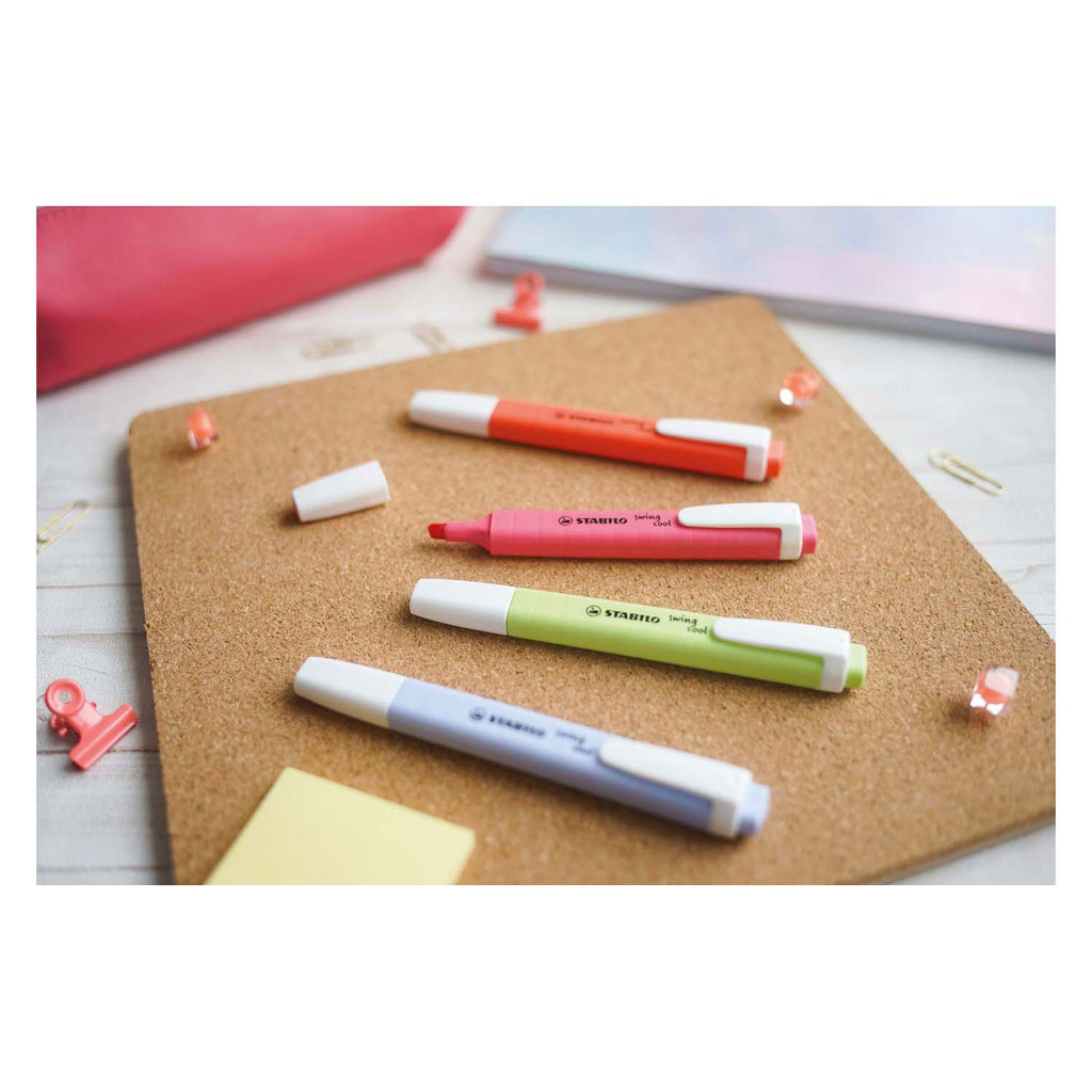Stabilo swing cool - markeerstift - perfect voor onderweg - pastel - etui met 8 kleuren