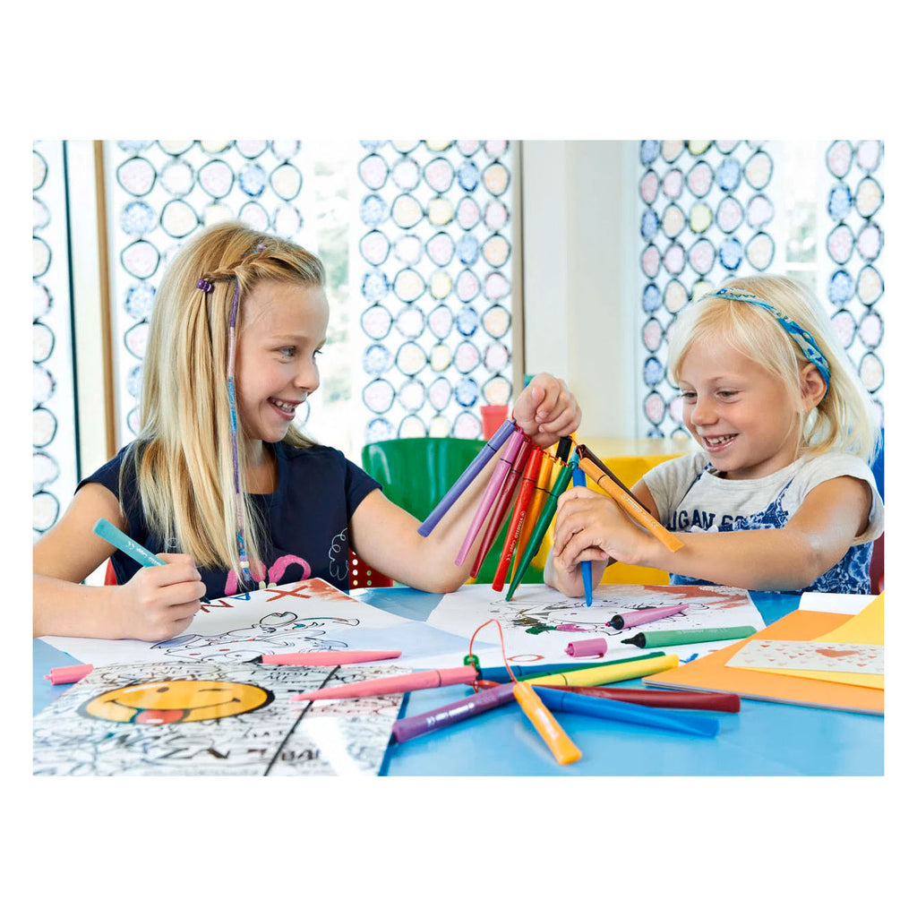 Stabilo cappi - viltstift - nooit meer je dop kwijt dankzij de dopring - etui met 18 kleuren + 2 dopringen