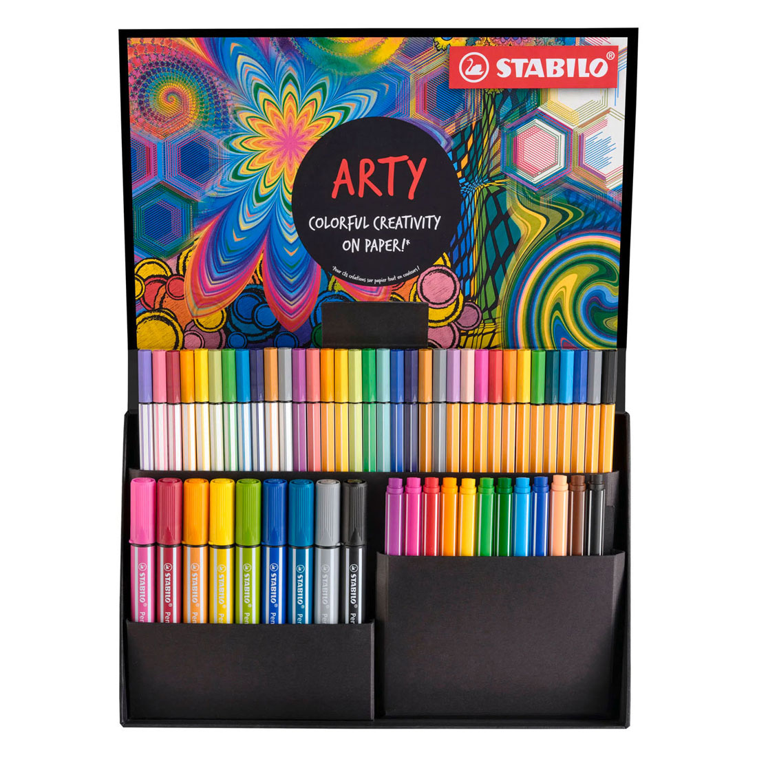 Stabilo arty set - set pen 68, pen 68 brush, point 88, pen 68 max pointmax - combi etui met 55 stuks
