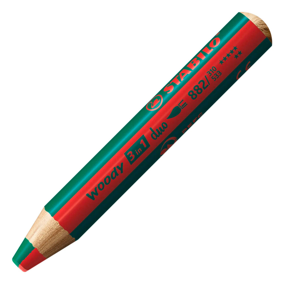 Stabilo woody 3in1 duo multitalent potloden - rood donker groen