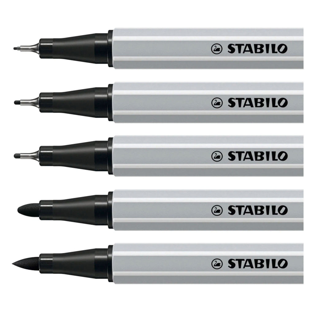 Stabilo creative tips - pennenset met diverse puntdiktes – arty – etui met 5 stuks – zwart