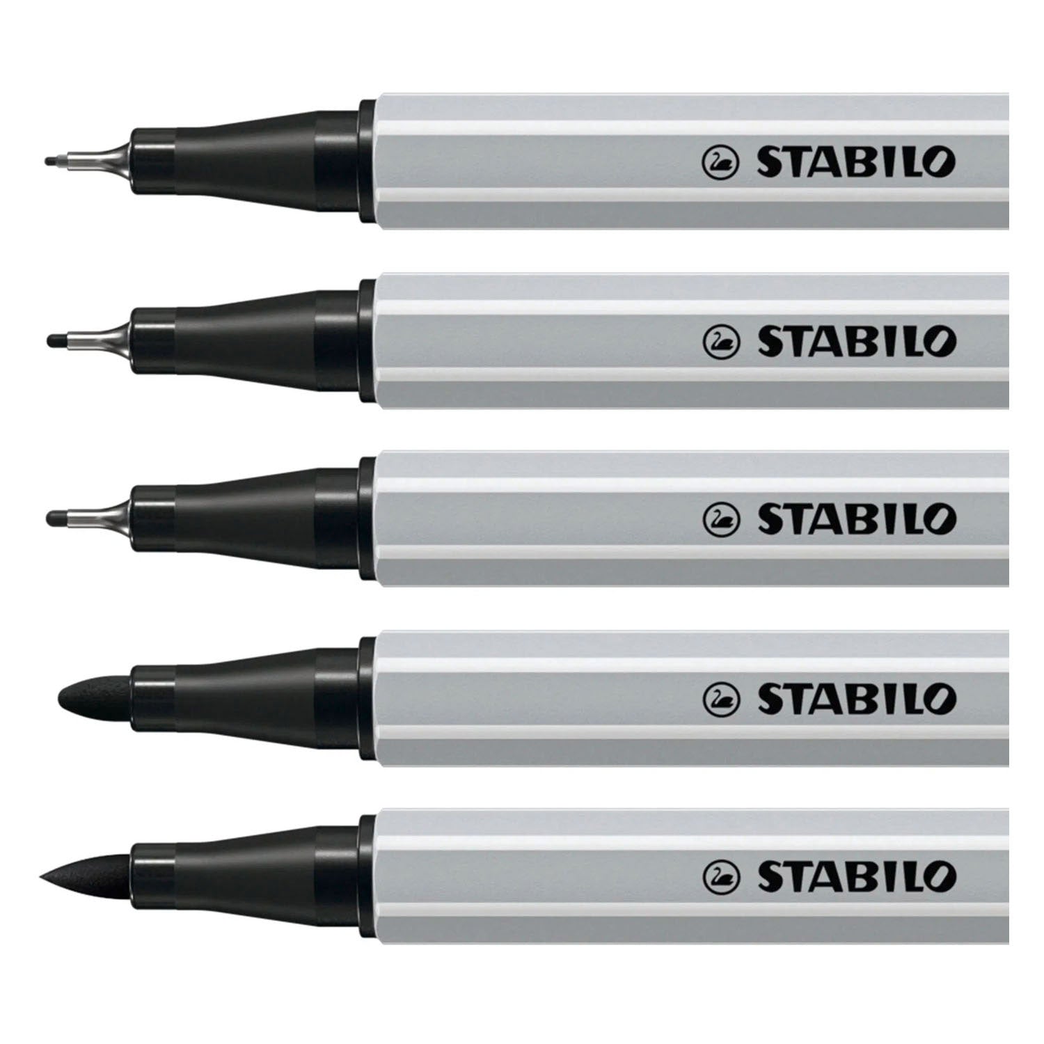 Stabilo creative tips - pennenset met diverse puntdiktes – arty – etui met 5 stuks – zwart
