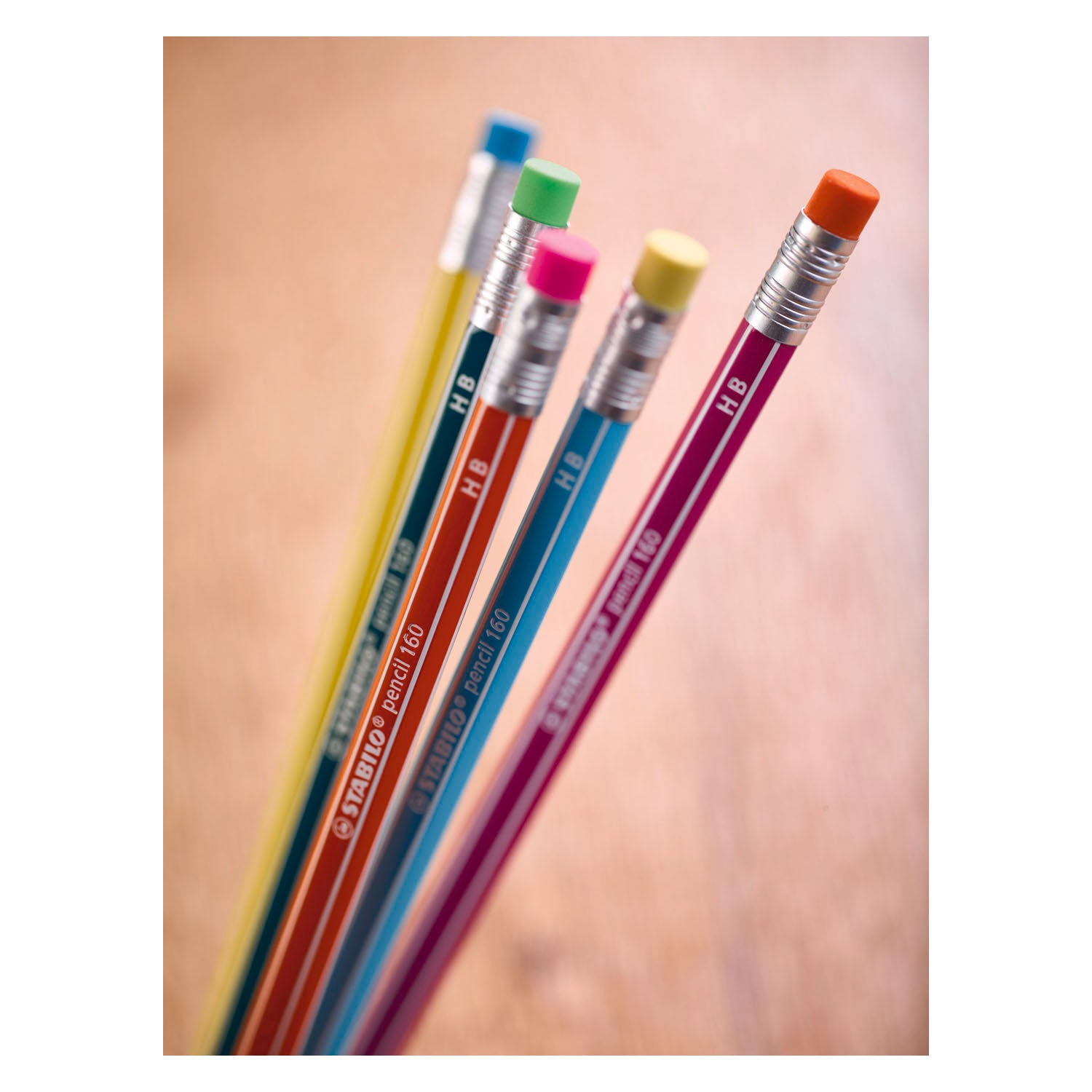 Stabilo pencil 160 hb grafietpotloden met gumtip - 4dlg.