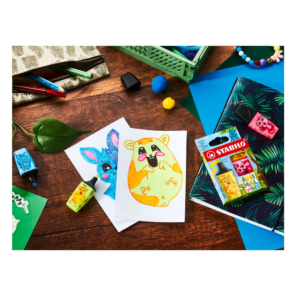 Stabilo animal vibes boss mini markeerstiften - 3dlg.
