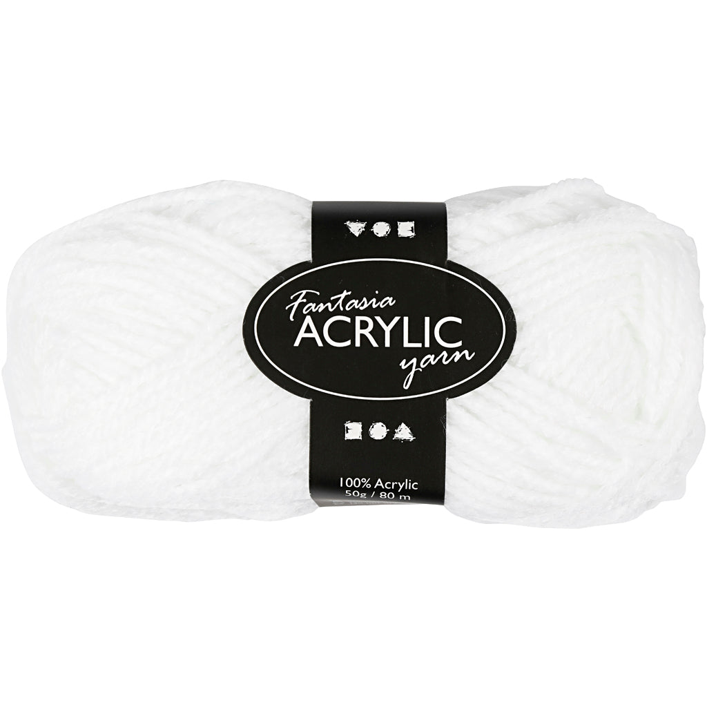 Creativ company acrylgaren, wit, 50gr, 80m