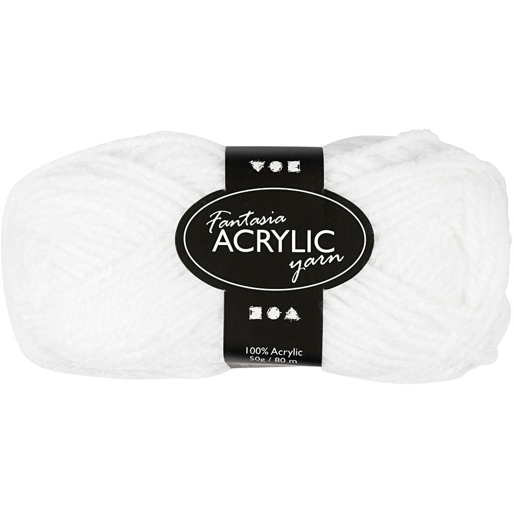 Creativ company acrylgaren, wit, 50gr, 80m