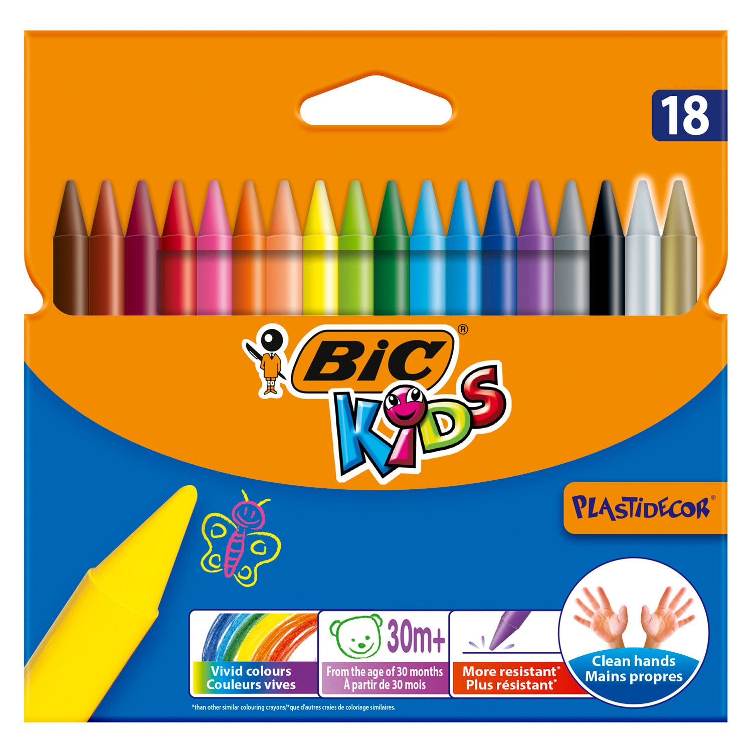 BIC Kids Plastidecor Farbkreide, 18 Stück.