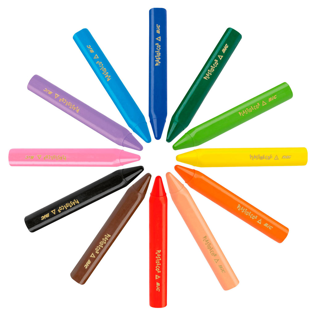 BIC Kids Plastidecor Dreieck-Farbkreide, 12 Stück.