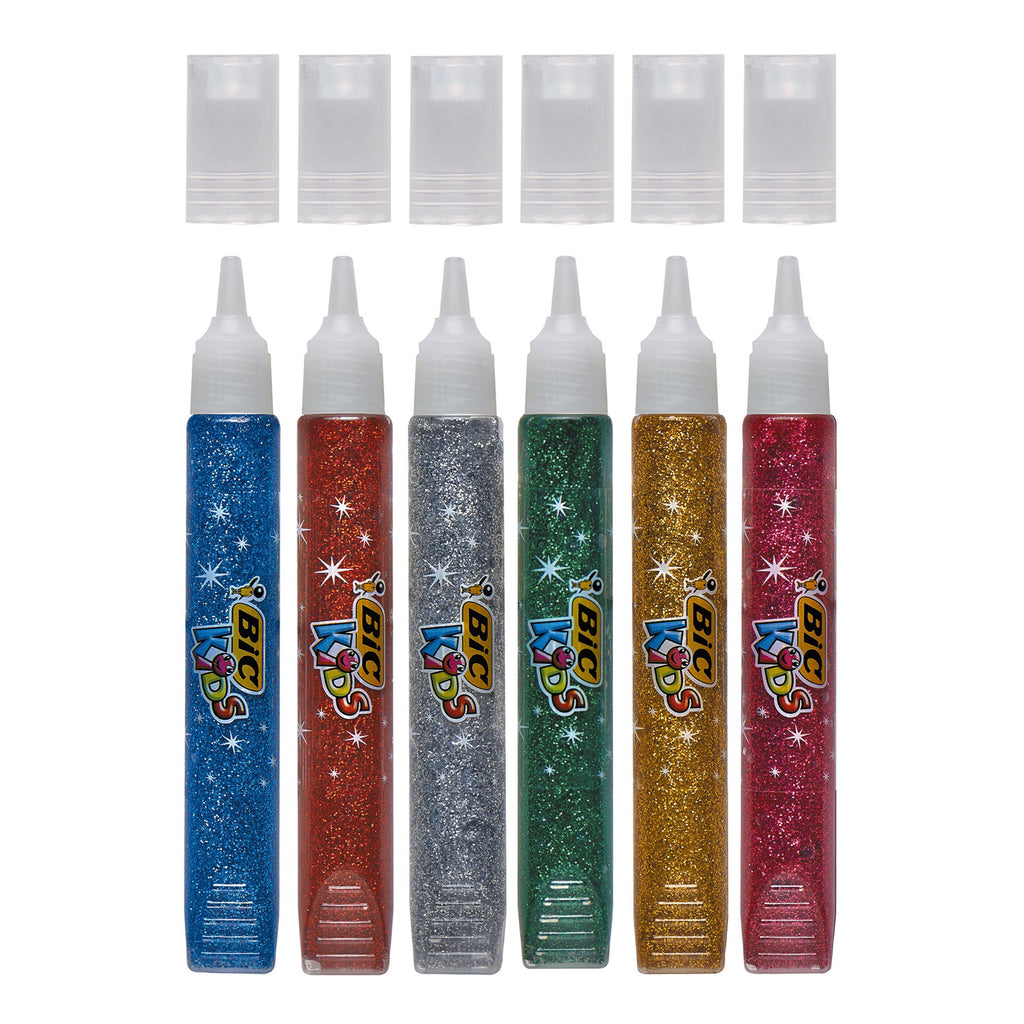 BIC Kids Glitzerkleber Metallic, 6 Stück.