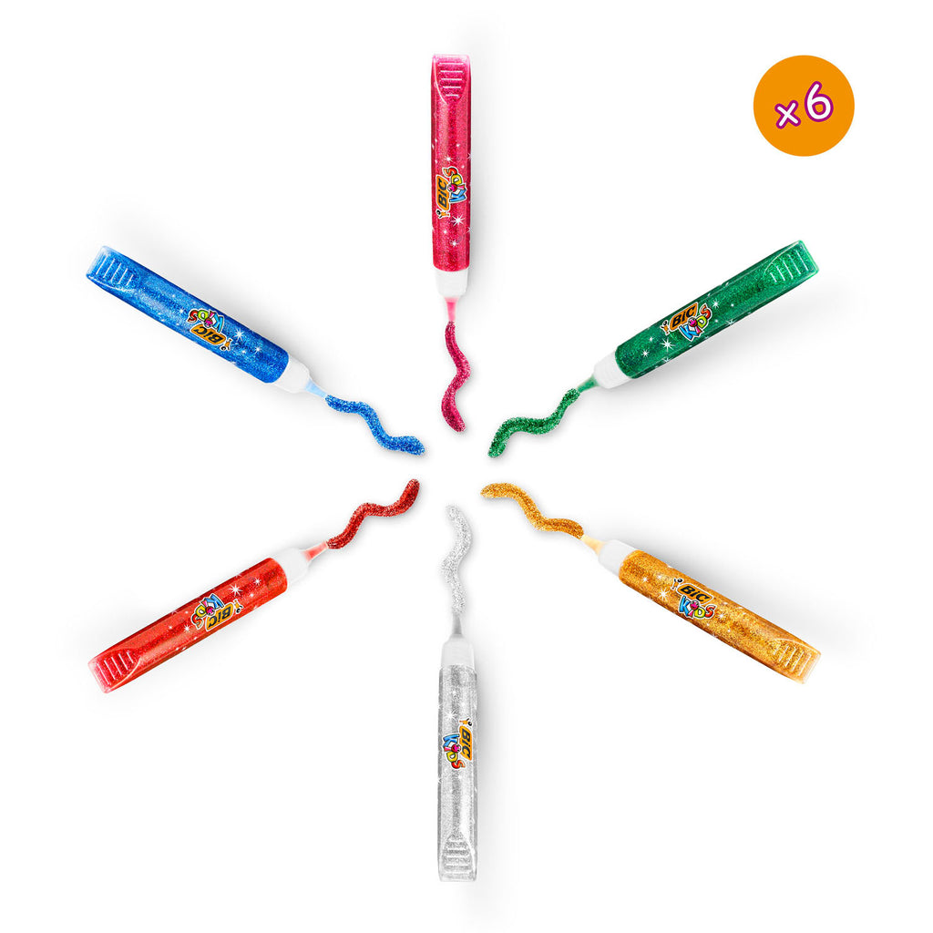 BIC Kids Glitzerkleber Metallic, 6 Stück.