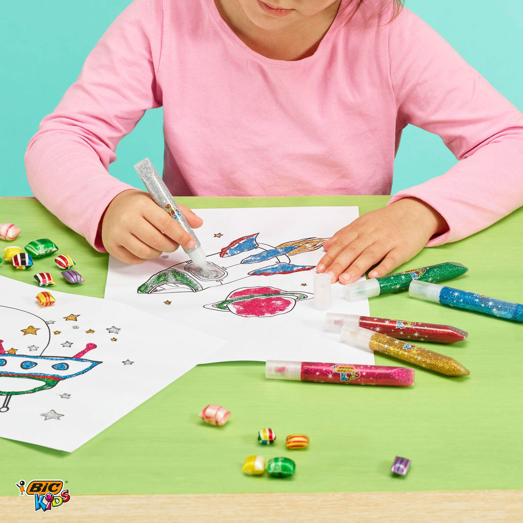 BIC Kids Glitzerkleber Metallic, 6 Stück.