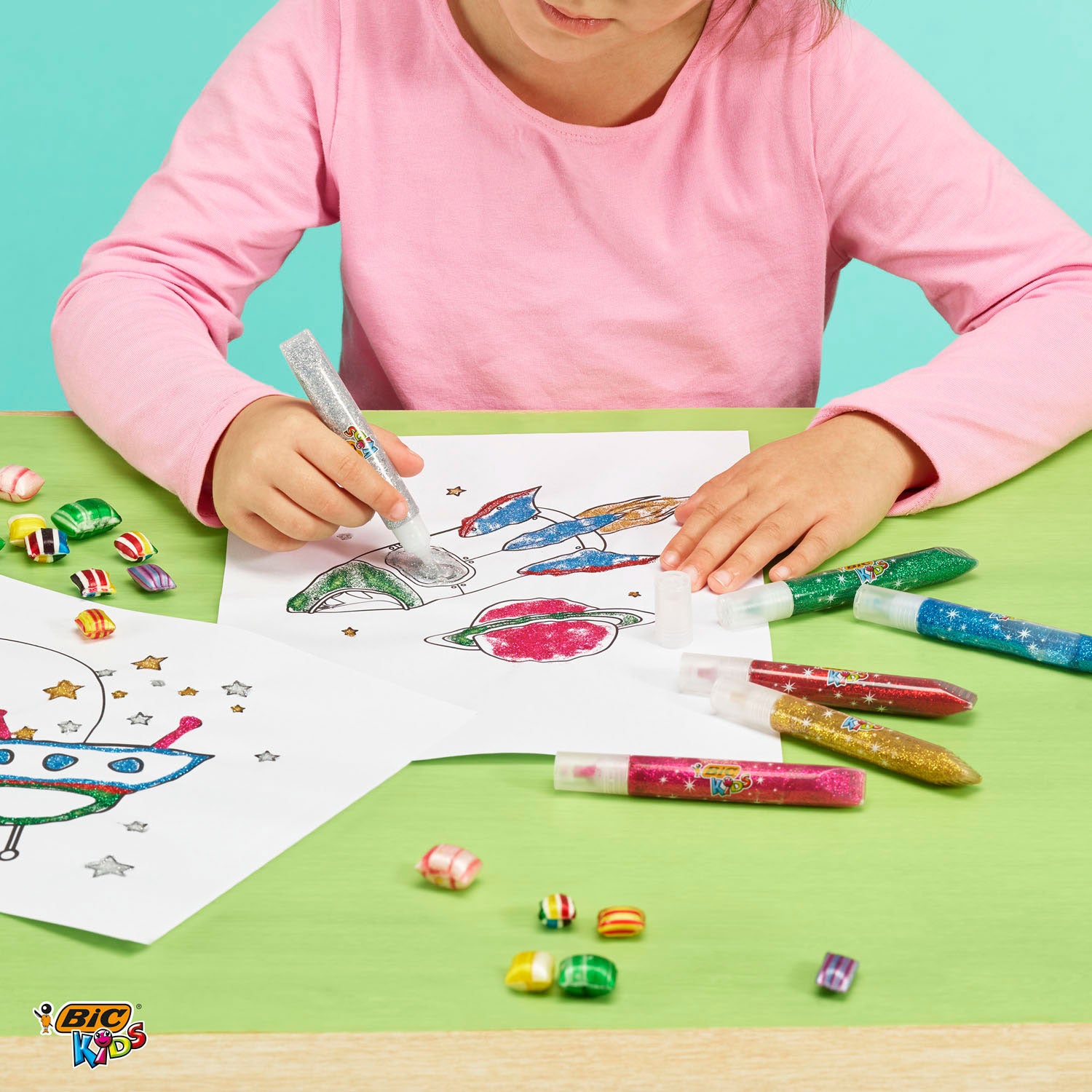 BIC Kids Glitzerkleber Metallic, 6 Stück.