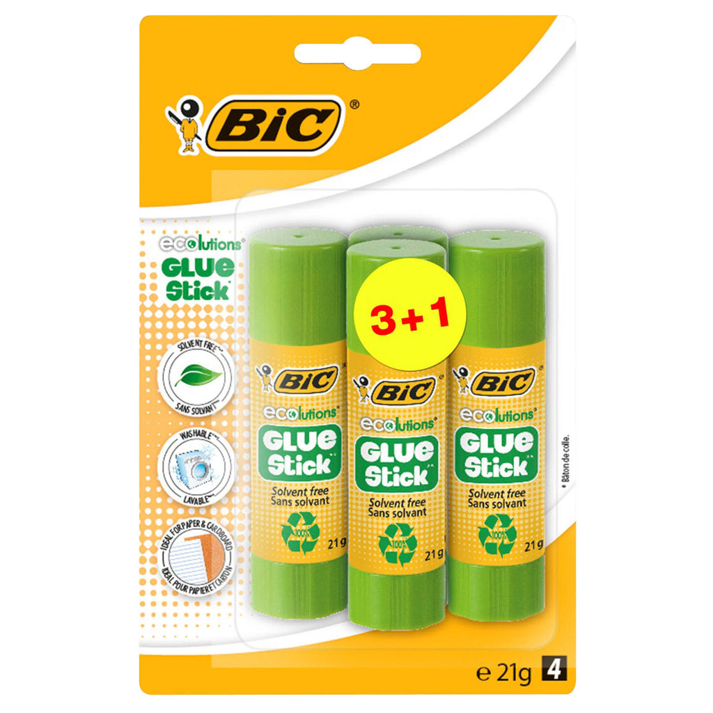 BIC Eco -Klebersticks, 4er-Packung.