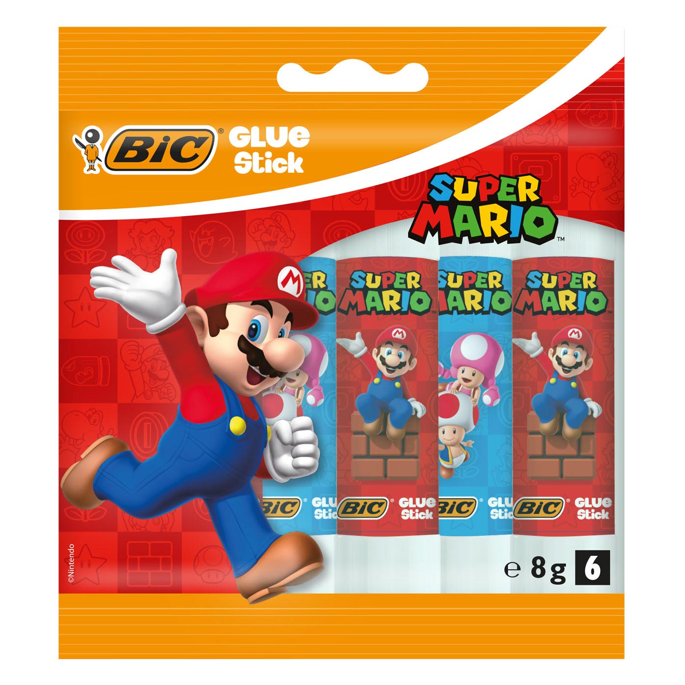 BIC Super Mario Klebestifte, 6 Stück.