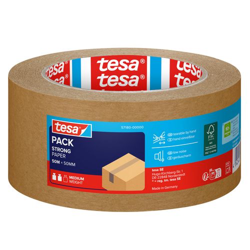 Tesa ecotape pack papier 50mx50mm bruin scheurbestendig