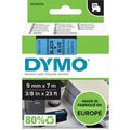 Etiketteertape dymo 9mmx7m zwart, blauw