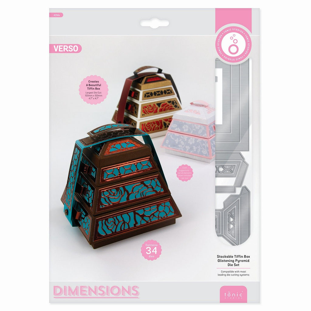 Tonic studios • dimensions stackable tiffin box die set glistening pyramid