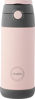 Aya ida - drinking bottle - thermosfles - waterfles - kids straw - 350ml - soft rose