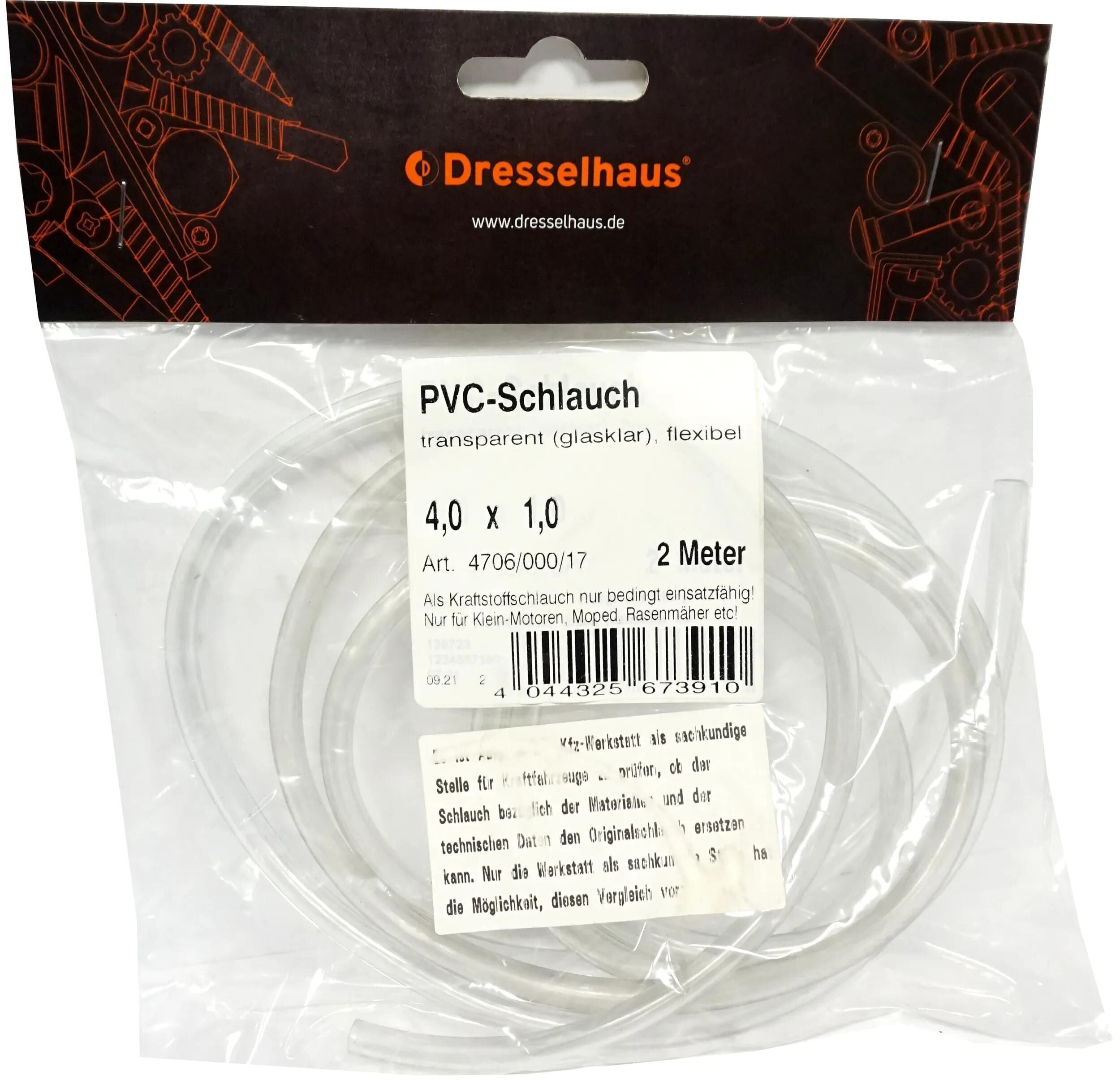 Dresselhaus kraftstoffschlauch 4706 fuel hose 4,0x1,0 dresselh. 4706 - pvc, 2m