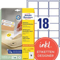 Herkleefbare etiketten avery zweckform stick lift wit