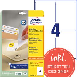 Merkloos sans marque avery afneembare etiketten, wit, 99,1 x 139,0 mm, afneembaar