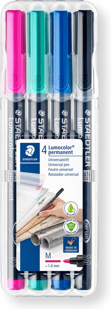 Staedtler lumocolor permanent pen m 317 - box met 4 kleuren