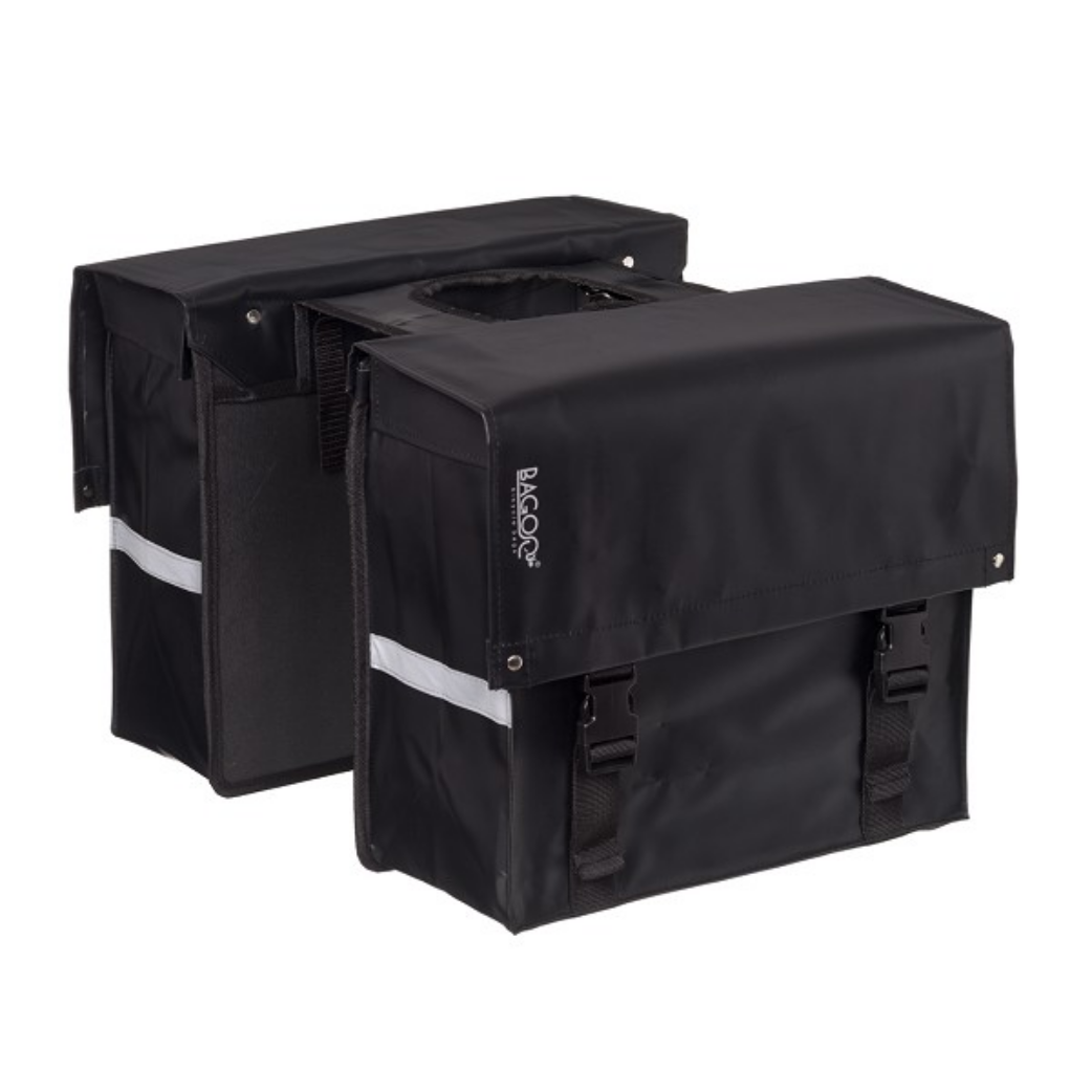 Bagoo dubbele fietstas bisonyl zwart inhoud 34l