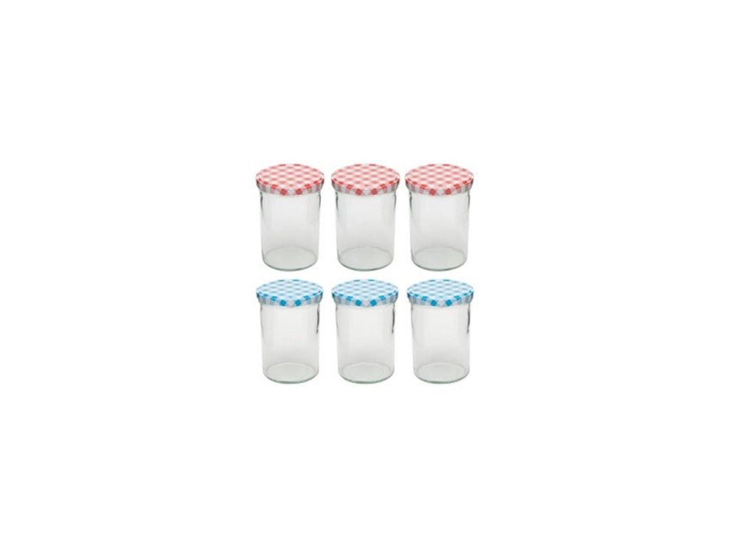 Deti weckglas weckpot jampot met geruit schroefdeksel 440 ml pak a 6 stuks