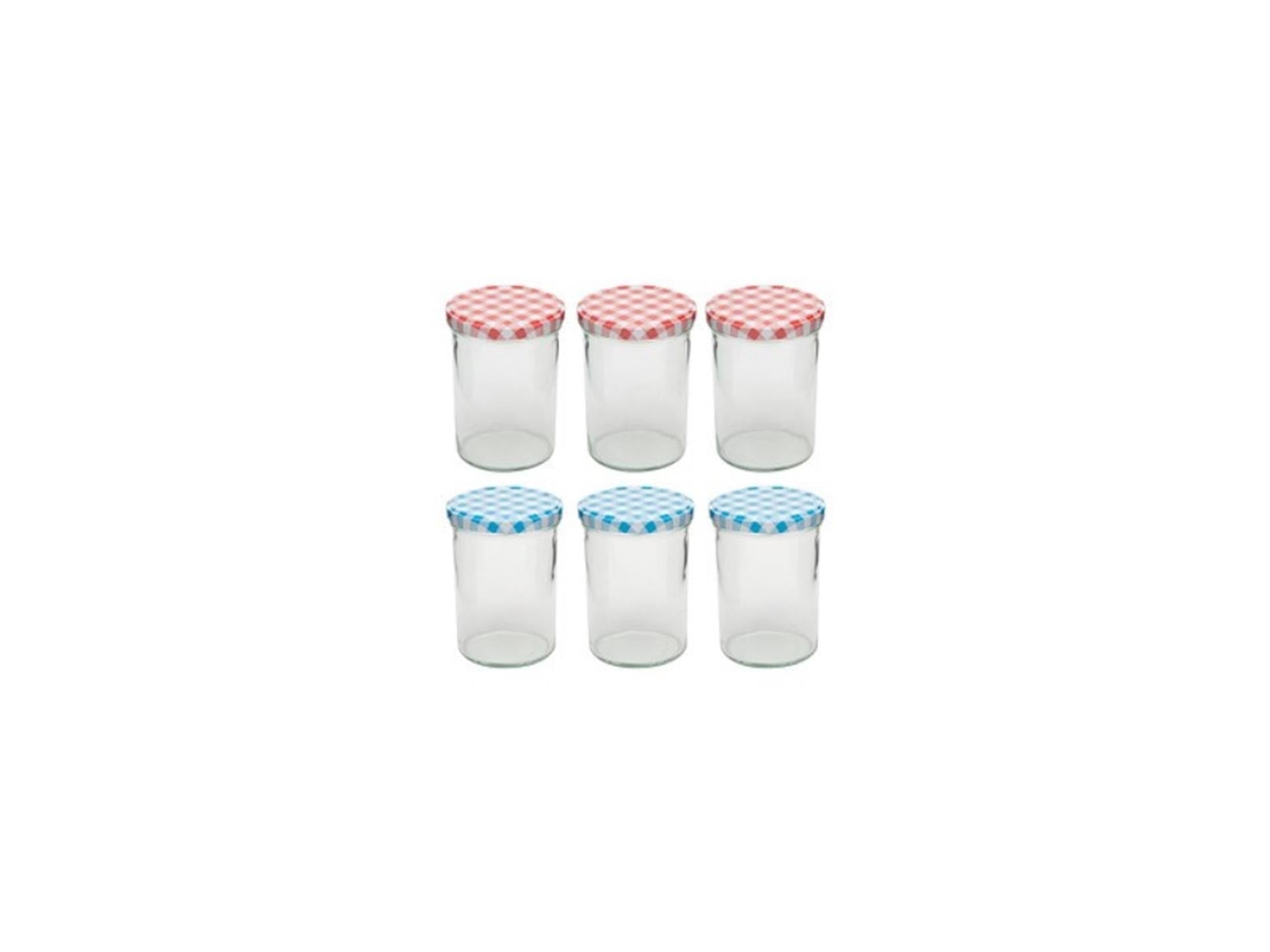 Deti weckglas weckpot jampot met geruit schroefdeksel 440 ml pak a 6 stuks