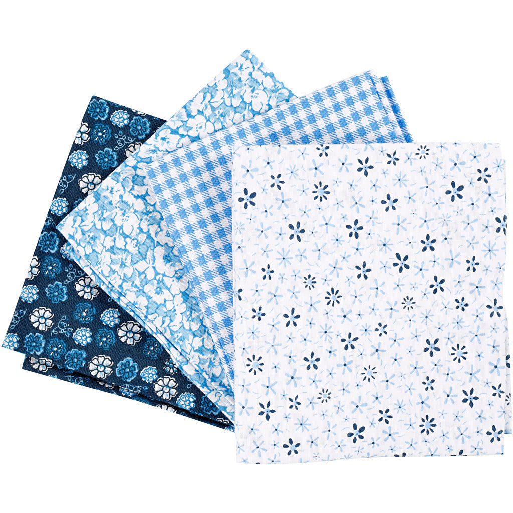 Creativ Company Patchwork-Stoff blau 45x55cm, 4 Stück.