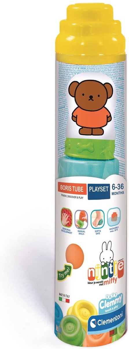 Clementoni Baby – nijntje boris clemmy weiche Blöcke in der Tube, 5dlg.
