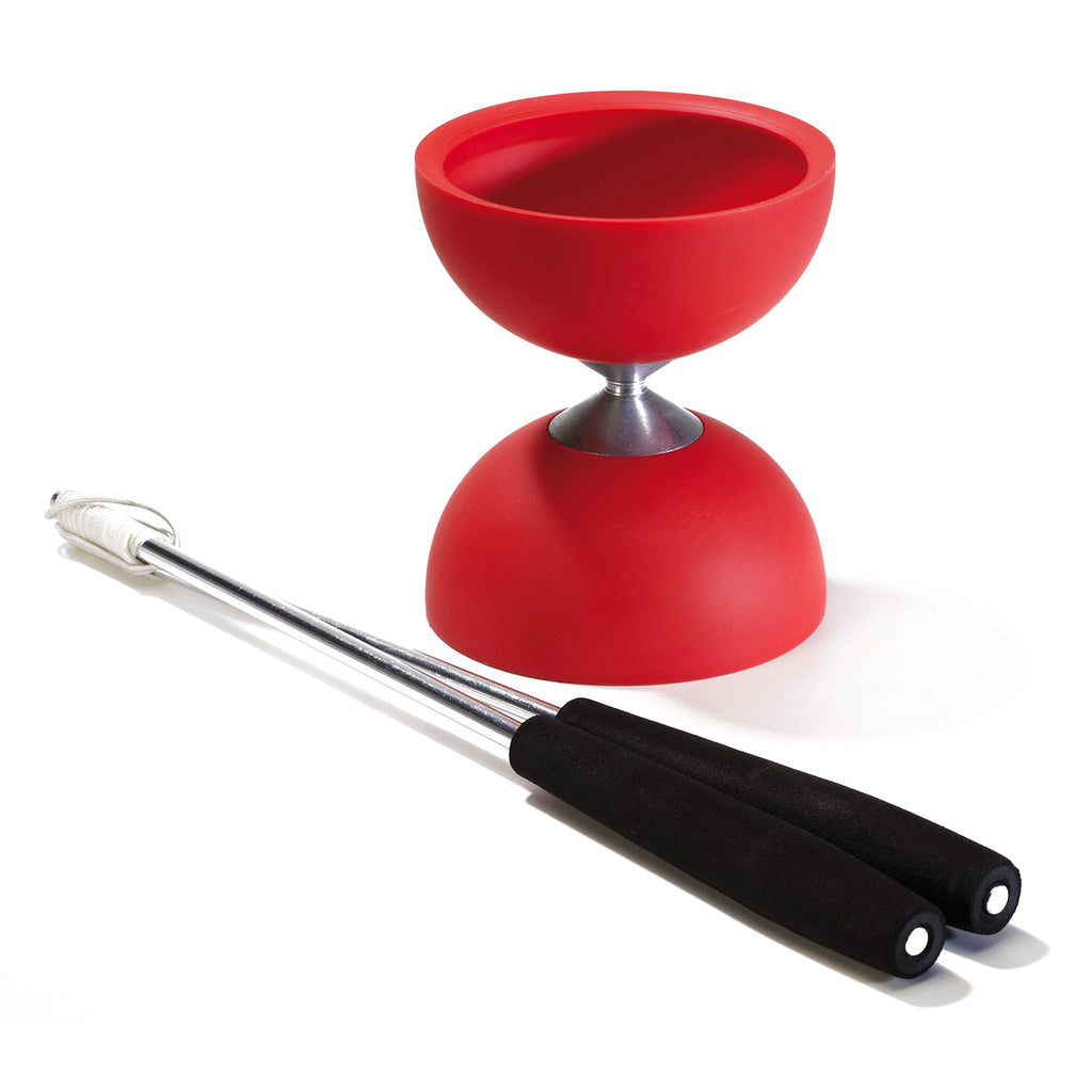Eureka -Gummi -Diabolo mit Aluminium Stäbchen - rot
