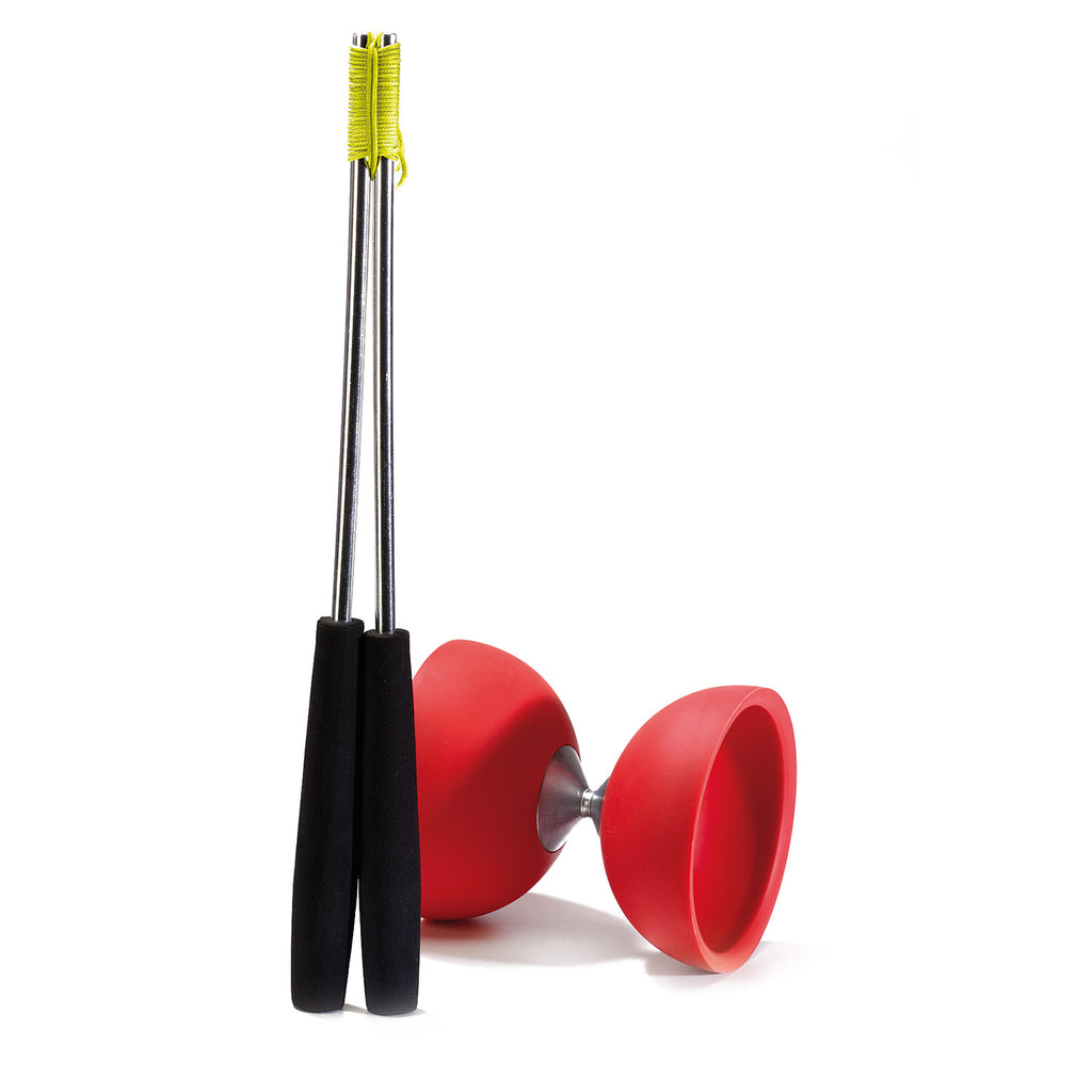Eureka -Gummi -Diabolo mit Aluminium Stäbchen - rot