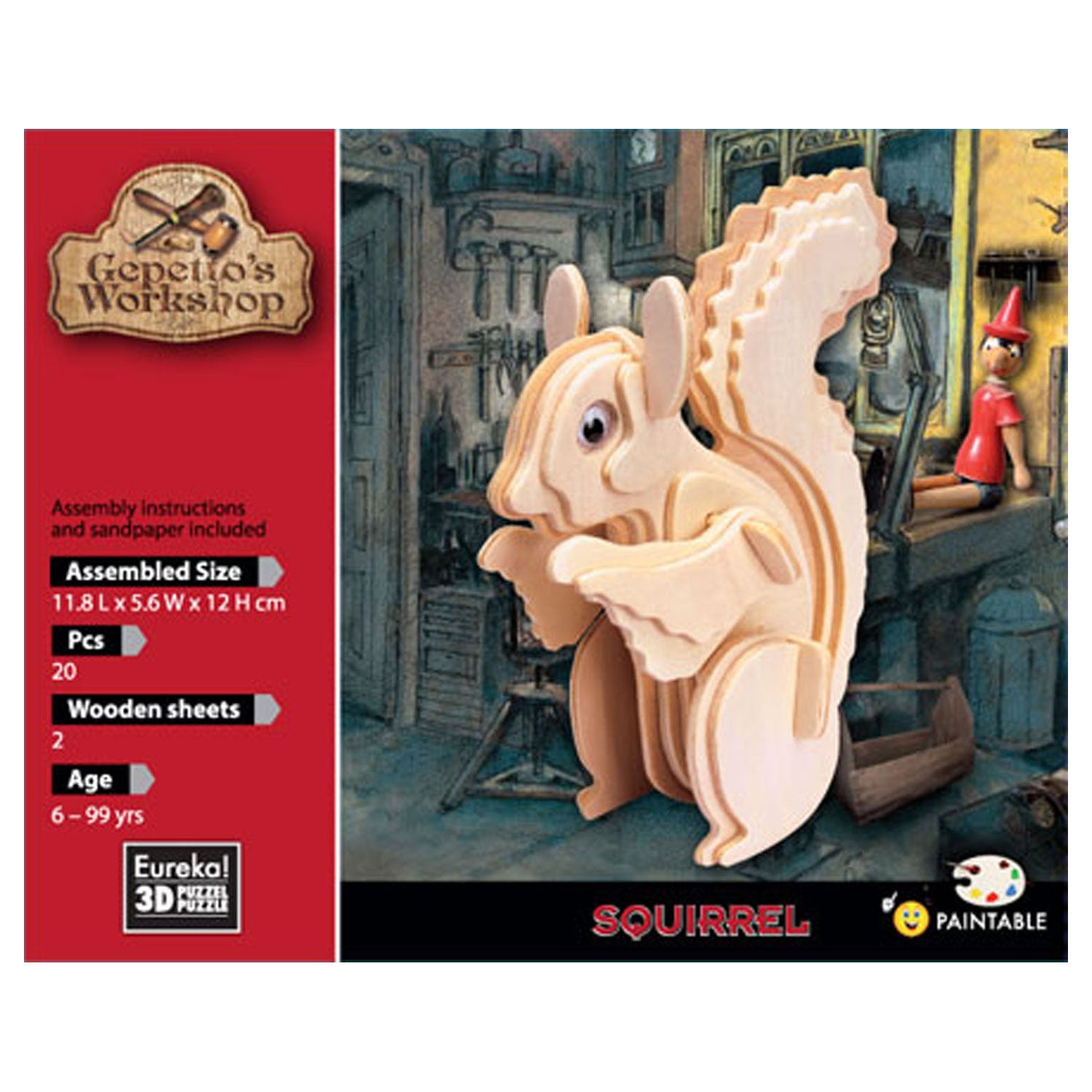 Eureka Gepetto's Workshop 3D-Holzbausatz – Eichhörnchen