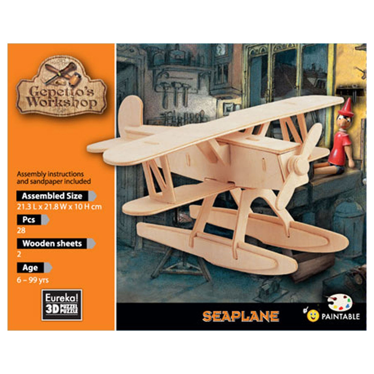 Eureka Gepetto's Workshop Holz-3D-Wasserflugzeugbausatz