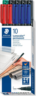 Staedtler lumocolor f permanent pen - doosje 10 st 4 kleuren