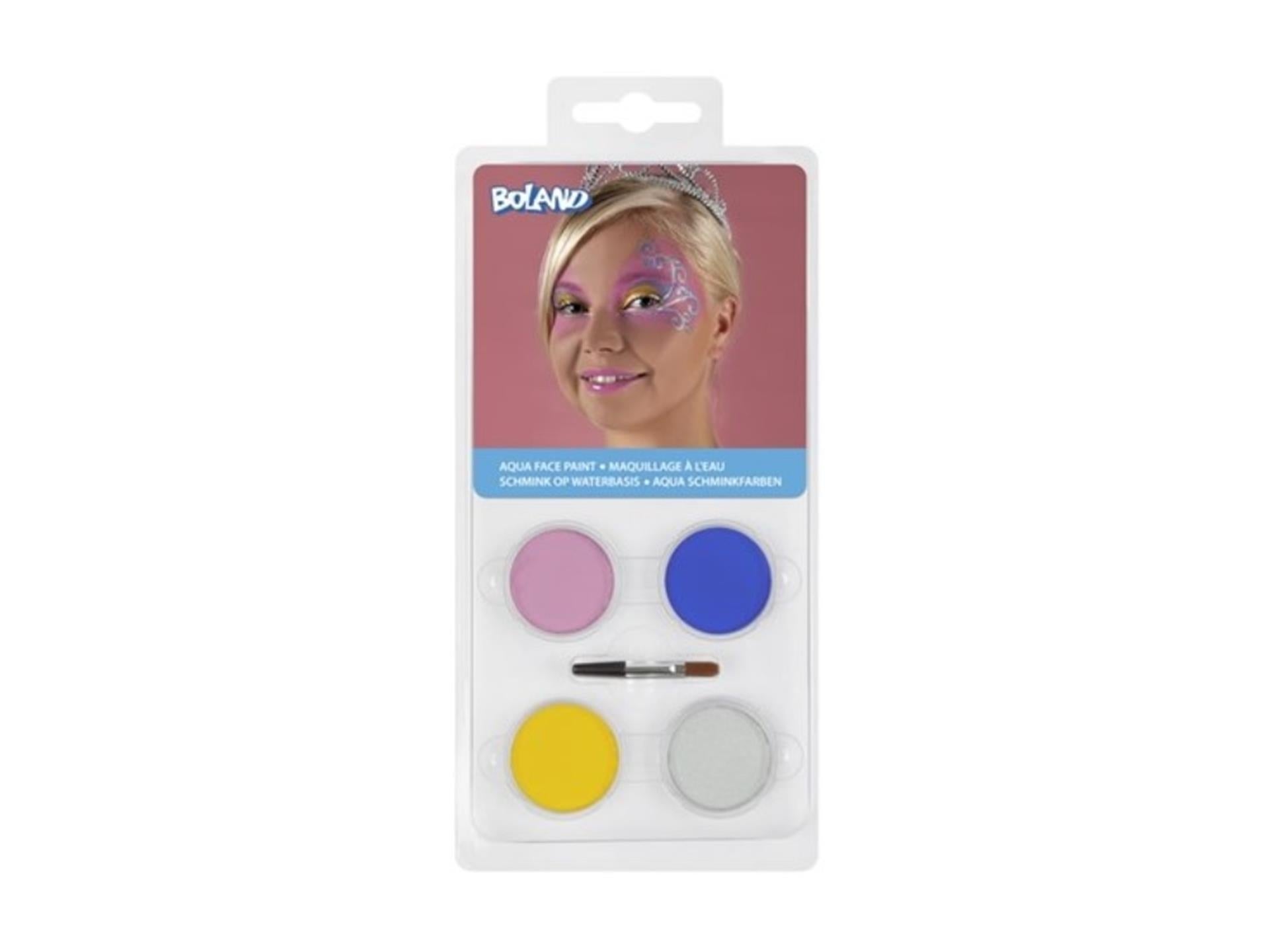 Boland set palet schmink op waterbasis prinses (4 potjes en 1 applicator)
