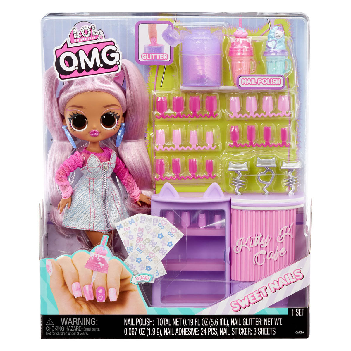 MGA Entertainment Super Raschung! OMG. Süße Nägel - Kitty K Café