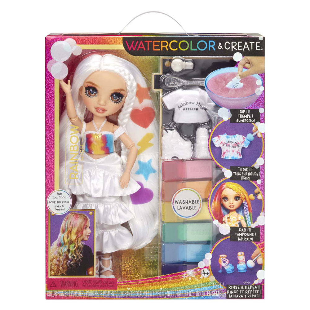 MGA Entertainment Rainbow High Watercolor Create-Fashion Puppe - Braune Augen